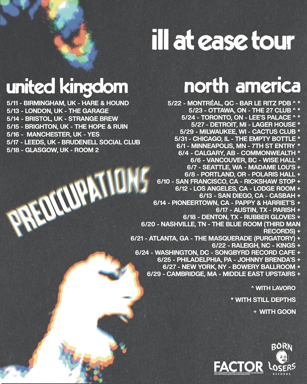 Preoccupations Ill At Ease Tour Poster 2025